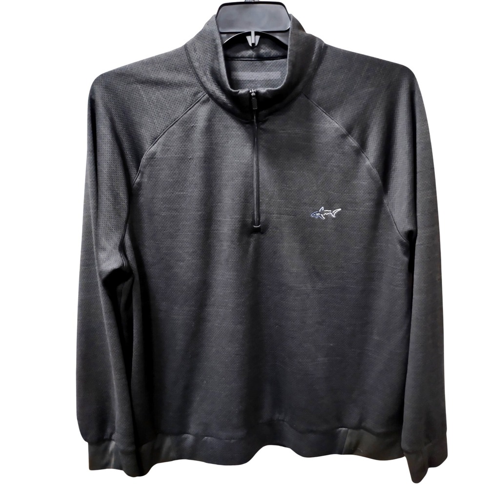 Mens Greg‎ Norman Black Long Sleeve 1/4 Zip Pullover Athletic Top